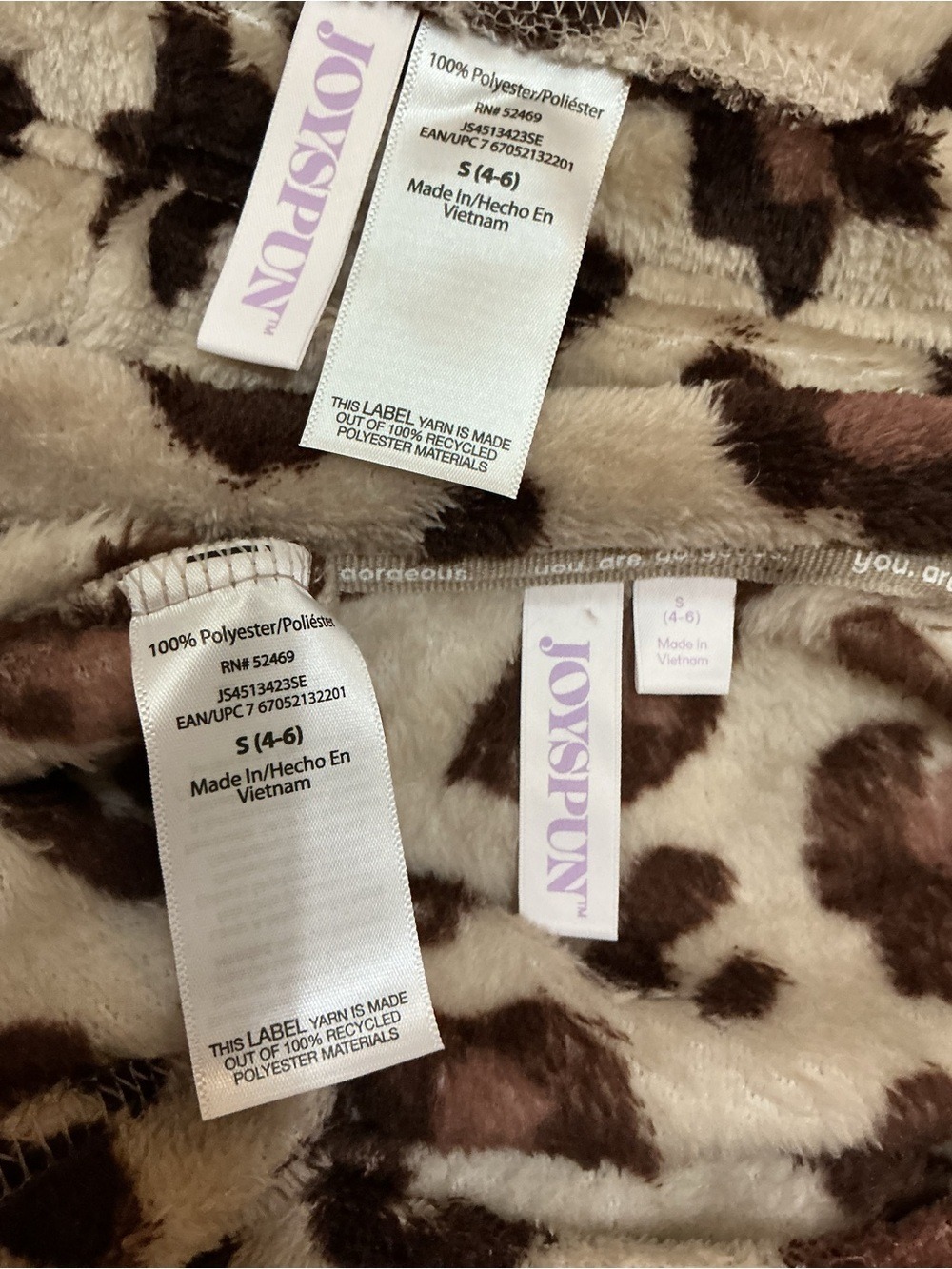 Joyspun Leopard Print Plush Fleece Pajama Lounge Set Size Small (4-6) Cozy Soft - Picture 8 of 14